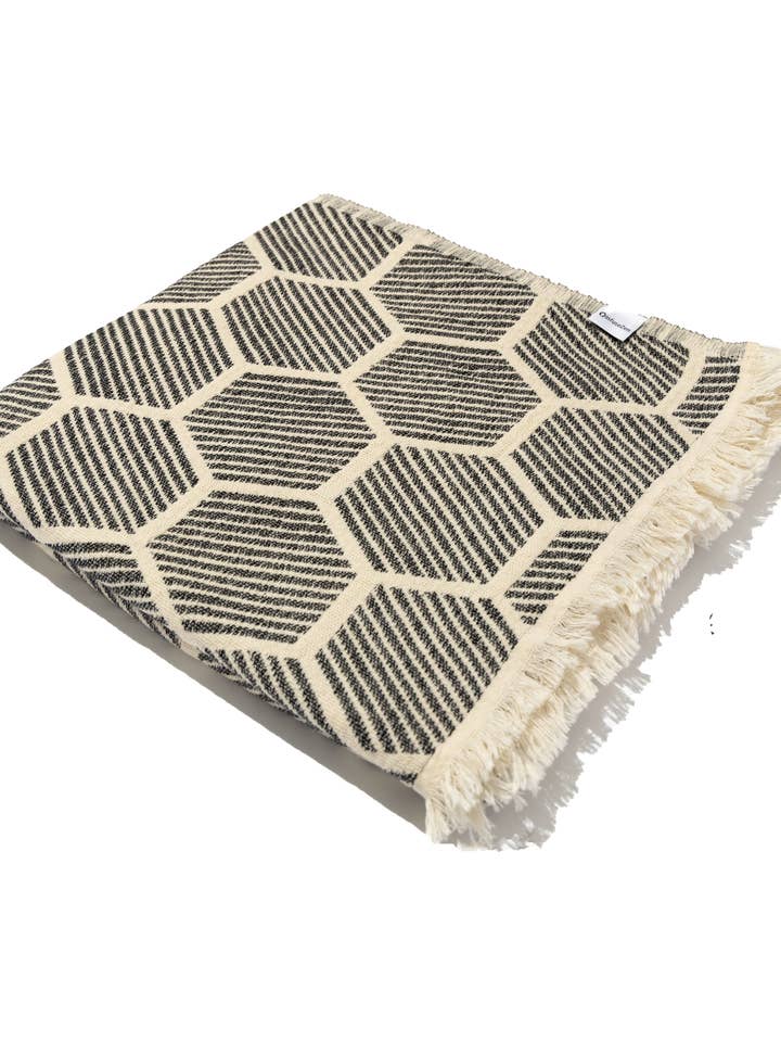 Hive Turkse katoenen plaid met geometrische print, zwart
voor wholesale door InfuseZen