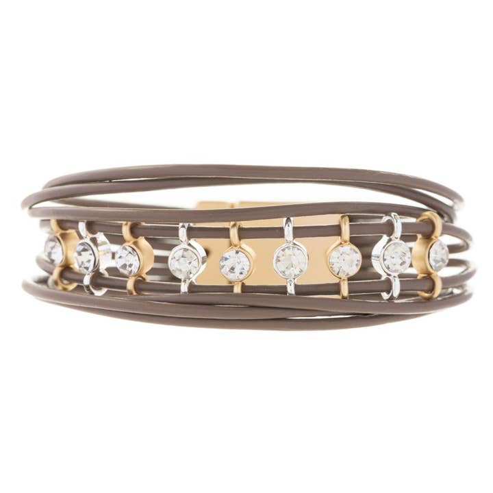 SAACHI - Wholesale Bangle Bracelet - Jewel Leather Wire Bracelet0