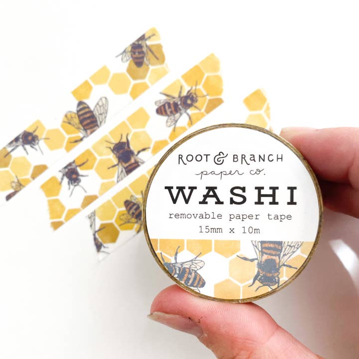 Root & Branch Paper Co. - Wholesale Washi Tape - Honeybee + Honeycomb Washi Tape2