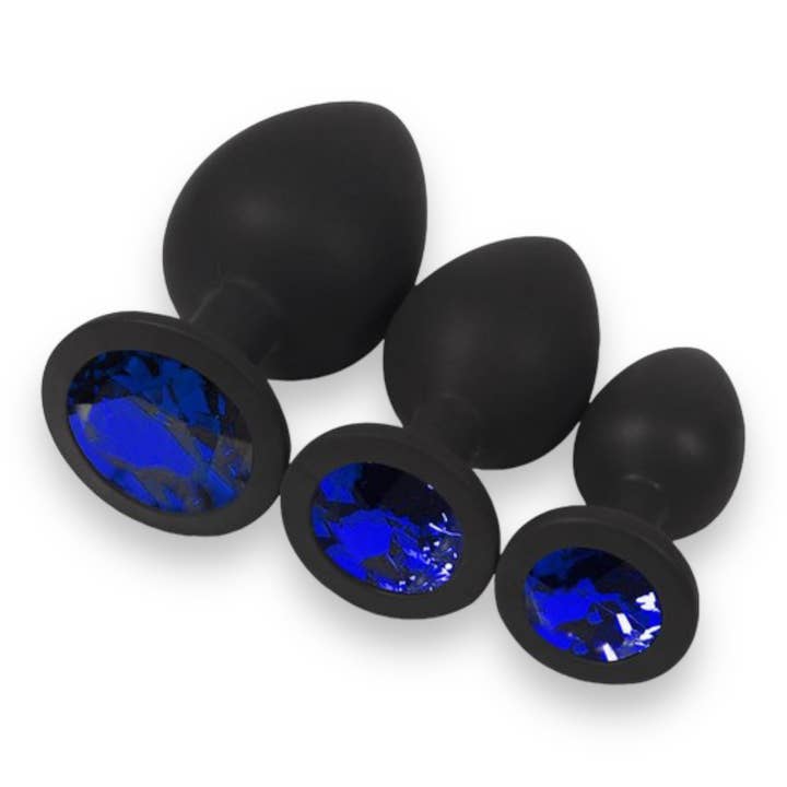 Kinky Pleasure - Wholesale Sex Toy - Power Escorts - BR135 - Diamond King - Silicone Butt Plug - Black - 6 Colors - 3 Sizes22