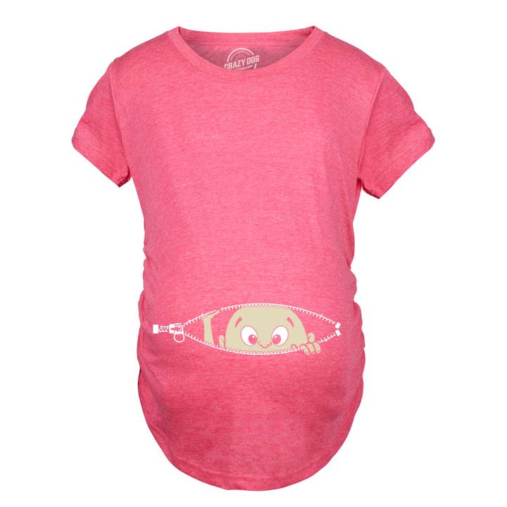 Crazy Dog T-Shirts - Wholesale Top - Maternity - Peeking Baby Maternity Tshirt Peeking Graphic Tee Pregnancy5