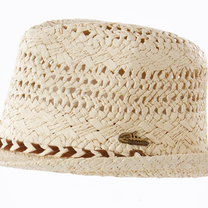 Screamer - Vente Chapeau en feutre – unisexe - Marco Chapeau Fedora à Bord Étroit en Papier Naturel0