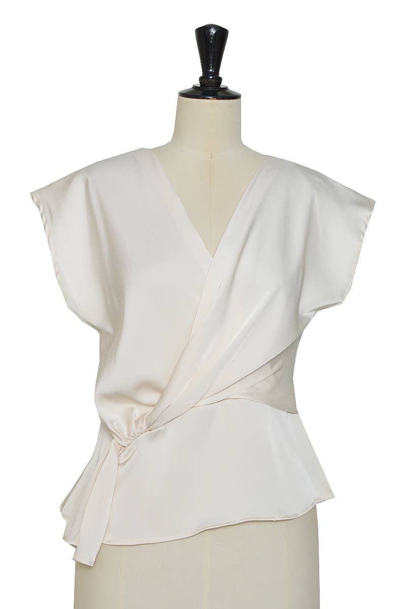 ELLI WHITE - Vente Chemisier – femme - Top en satin sans manche noué2