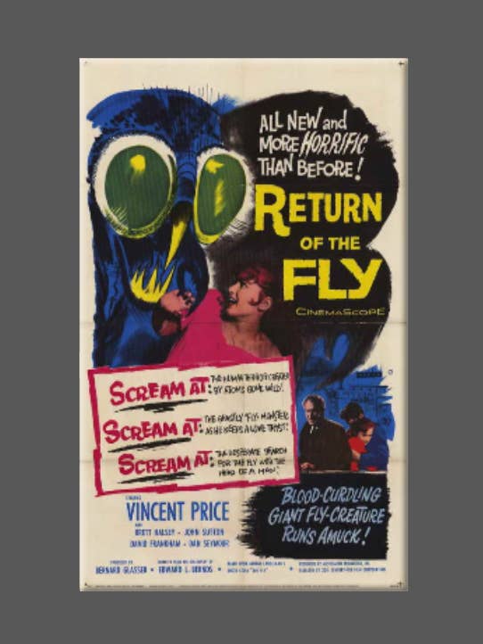 RETURN OF THE FLY, Magnet, Button, Mirror, Vincent Price for wholesale by Ba Ba Buttons
