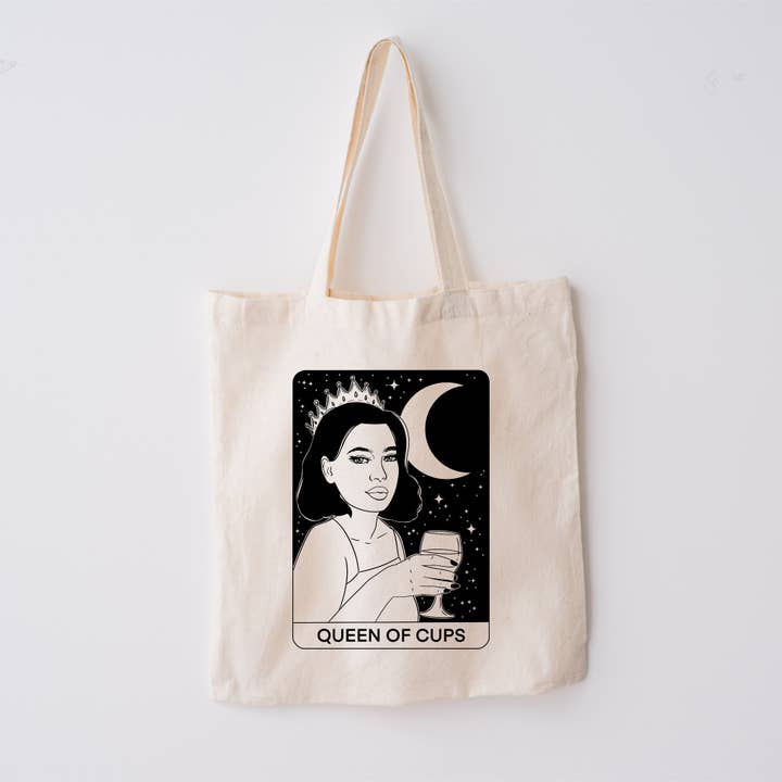 Sac fourre-tout en coton naturel Queen of Cups Tarot Card pour la vente par Jodie Moulson Art & Design