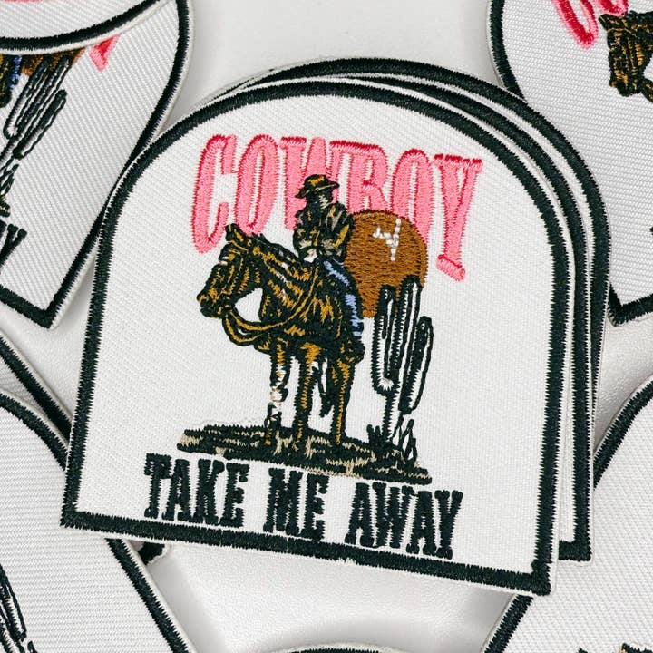 3" Cowboy Take me away - Embroidered Hat Patch for wholesale by TEELUX