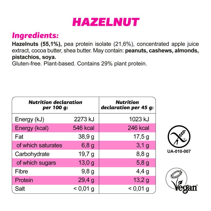 FIZI - Vendita all'ingrosso Barrette - Barretta proteica alla nocciola 10x45 g3