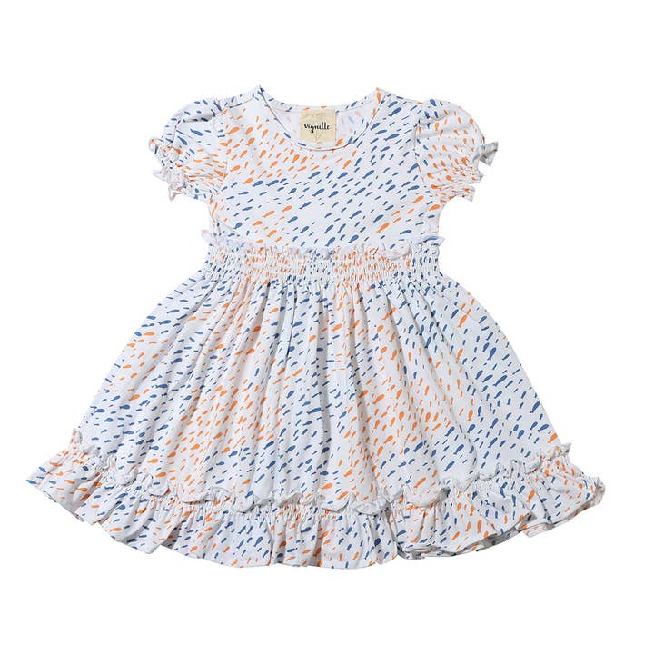 Vignette - Wholesale Dress - Kids - Keely Dress in blue and yellow Fish Print