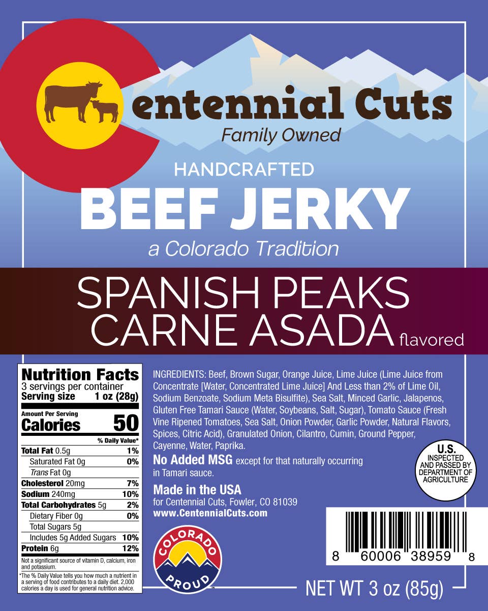 Centennial Cuts - Wholesale Jerky - 3 oz Spanish Peaks Carne Asada1