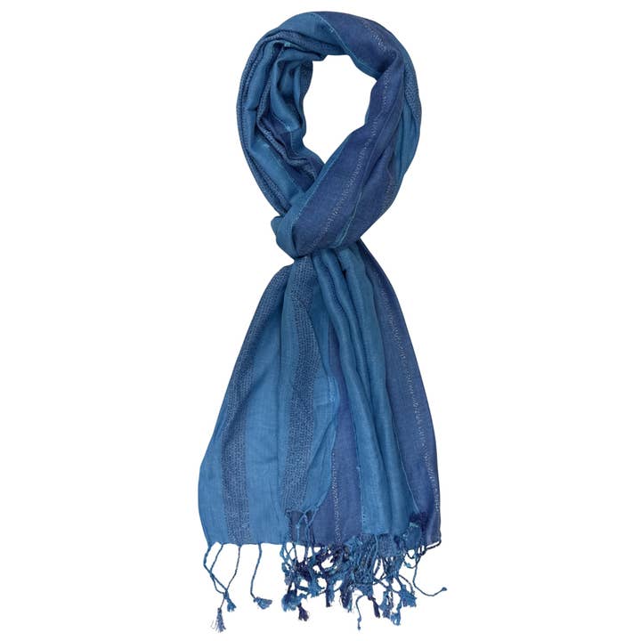 Treasure Jewelry - Wholesale Scarf - Women's - Hand-Loomed Viscose-Blend Tassel Scarf – Plaid & Striped1