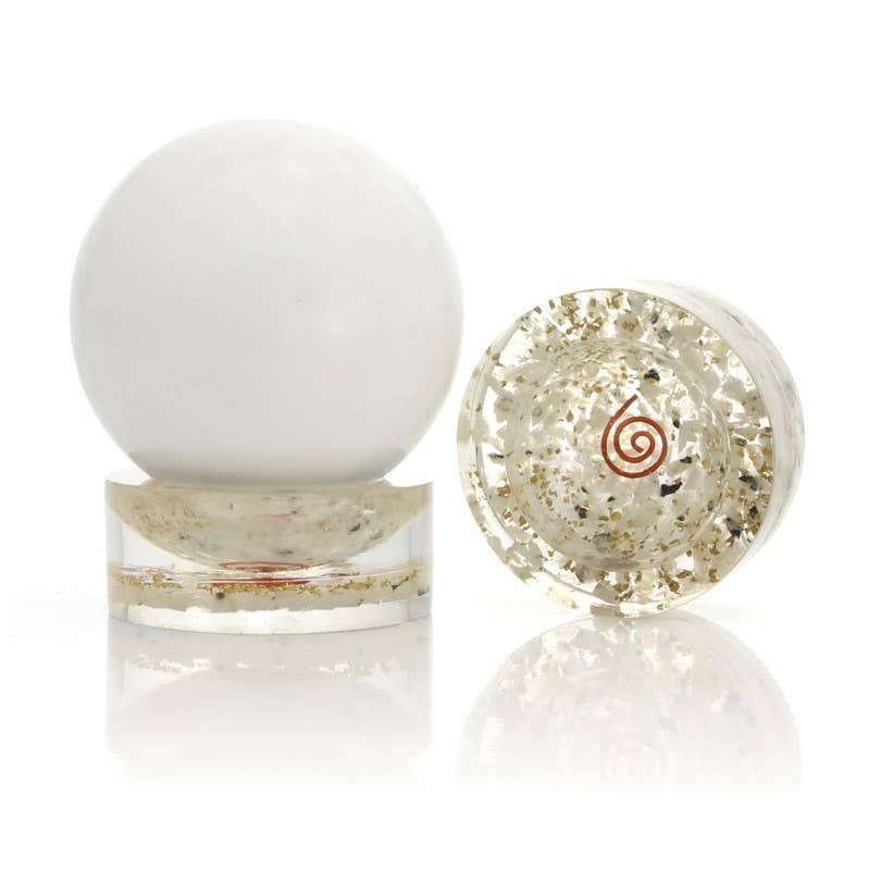 UniArt – wholesale Andlig sten/kristall – Orgonitebas för sfär med kopparspiral och stenskärvor5