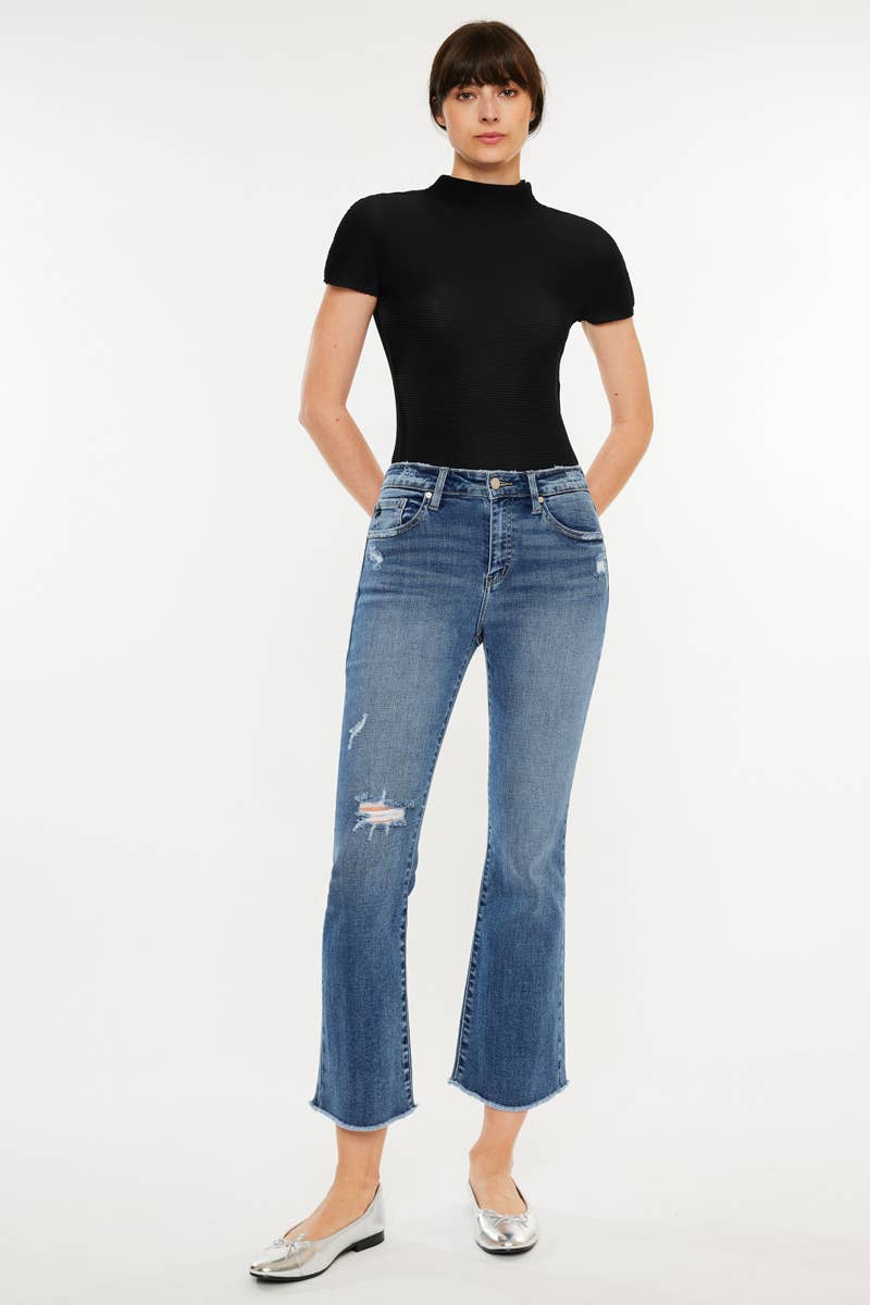 DARK OPEN PACK HIGH RISE CROPPED BOOTCUT JEANS-KC20019D for wholesale on Faire0