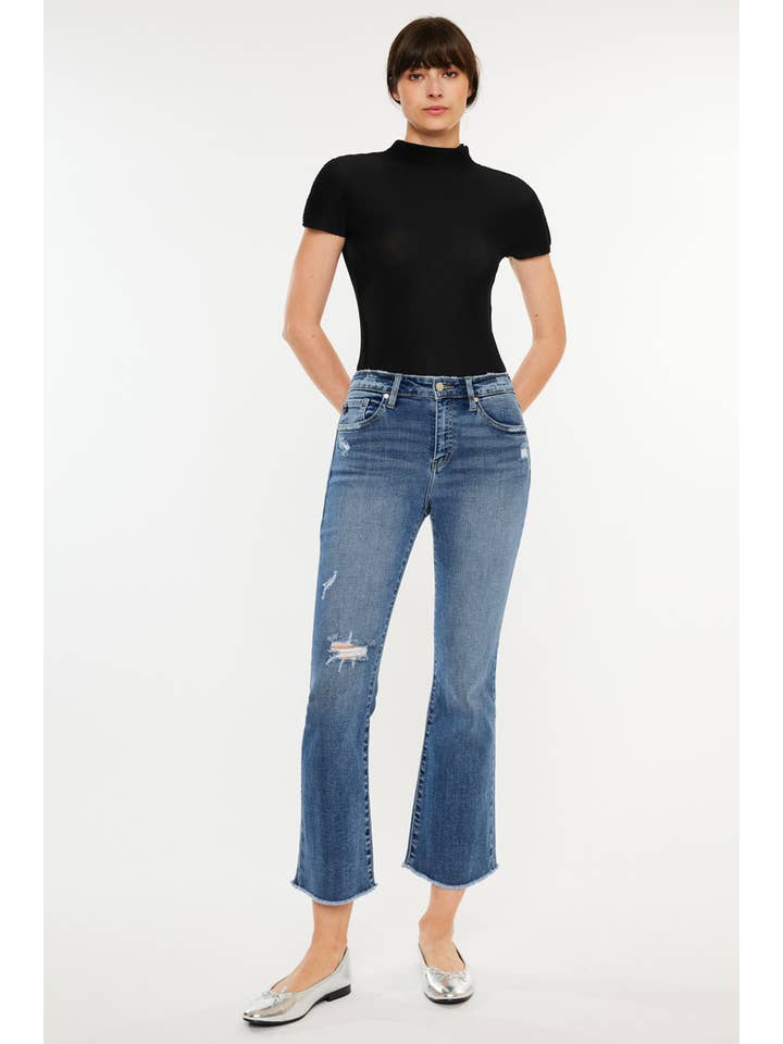 DARK OPEN PACK HIGH RISE CROPPED BOOTCUT JEANS-KC20019D for wholesale on Faire