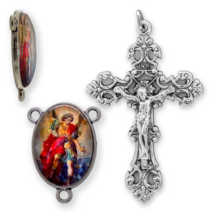 St. Michael (B) Rosary Center Set (2.25" Crucifix) for wholesale by Oremus Mercy