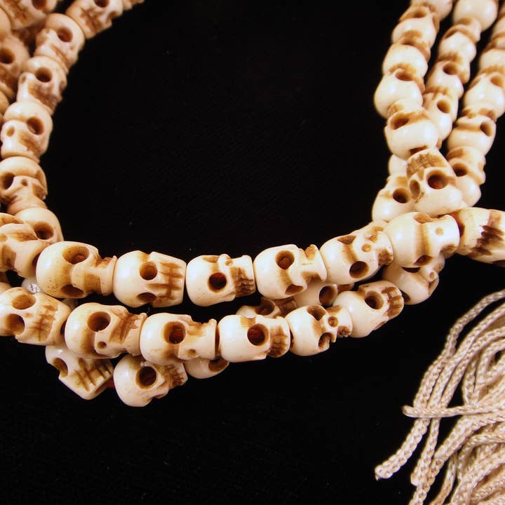Tika - Wholesale Prayer Beads Necklace - Small Bone Skull Mala3