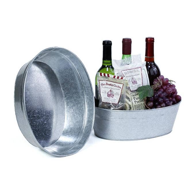 Buhi Imports - Wholesale Gift Box - 12" Oval Tub No Handle - in galvanized