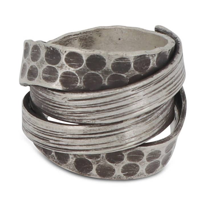 Culture Spot – Engroshandel Båndring – Thai Hilltribe sølv sammenvævet tekstureret båndring0