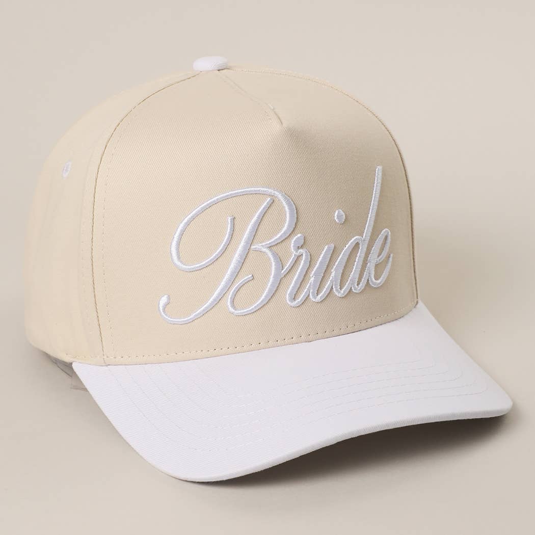 WHITE BRIDE Embroidered  Canvas Two-Tone Trucker Hat for wholesale on Faire4