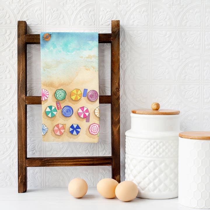 KelseyMDesigns – wholesale Tea towel – Beach Tea Towel - Coastal Summer Kitchen Tea Towel2