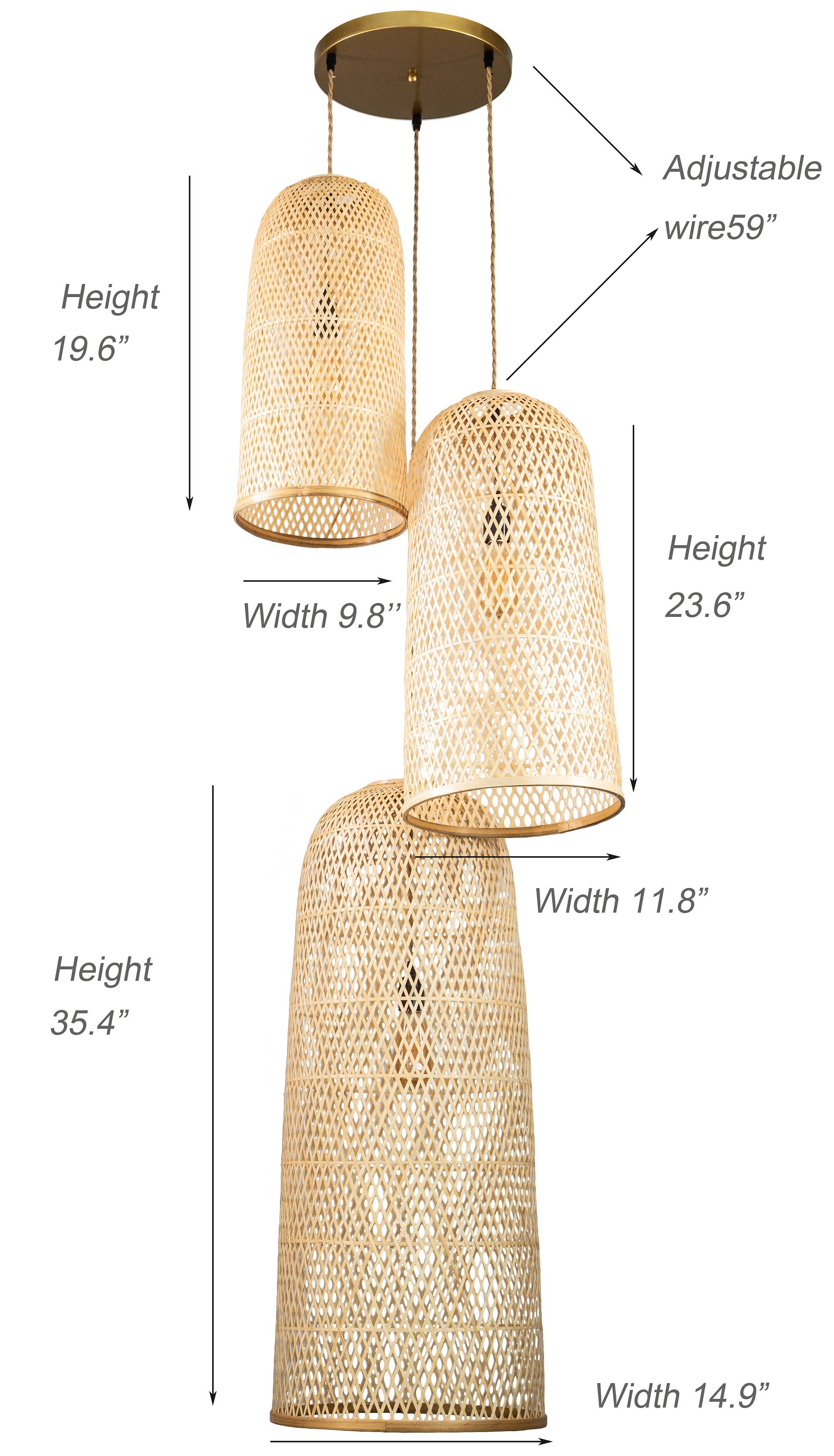 ELE Light & Decor - Wholesale Chandelier/Hanging Light - Three Lights Rattan Pendant Light3