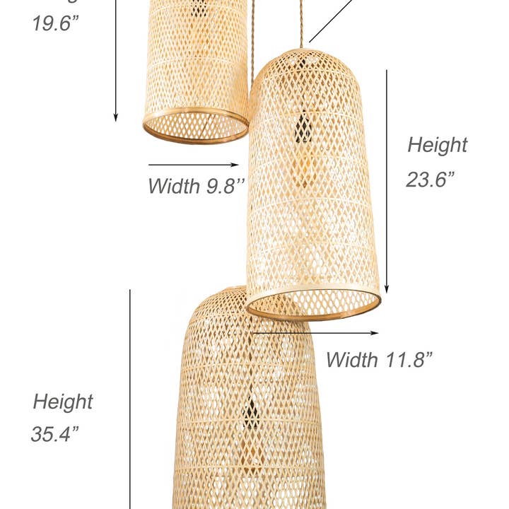 ELE Light & Decor - Wholesale Chandelier/Hanging Light - Three Lights Rattan Pendant Light3