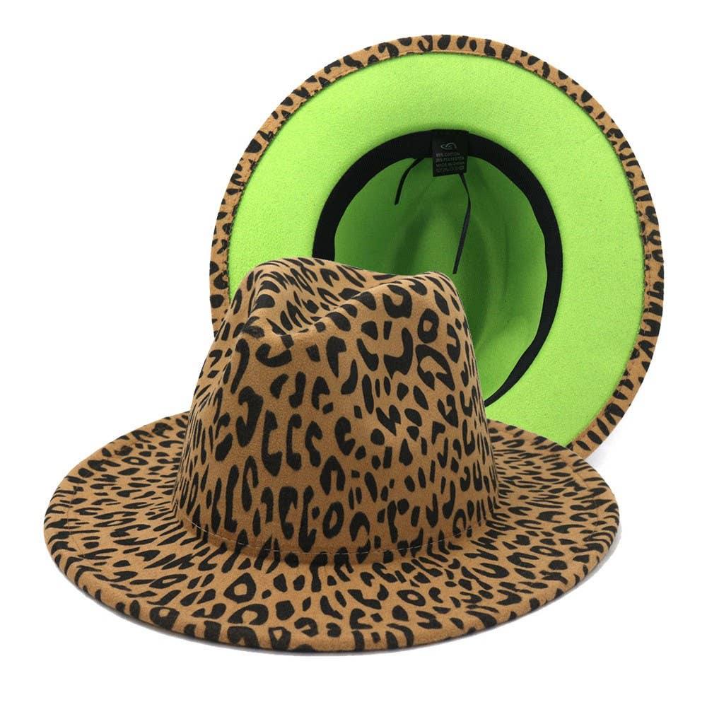 Suzie Q USA - Wholesale Fedora - Women's - Women Double Sided Color Matching Leopard Fedora Hat4