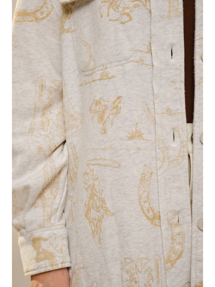 Blue B - Wholesale Shirt Jacket/Shacket - Women's - 37130J - All Over Western Long Sleeve Loose Fit Shacket4