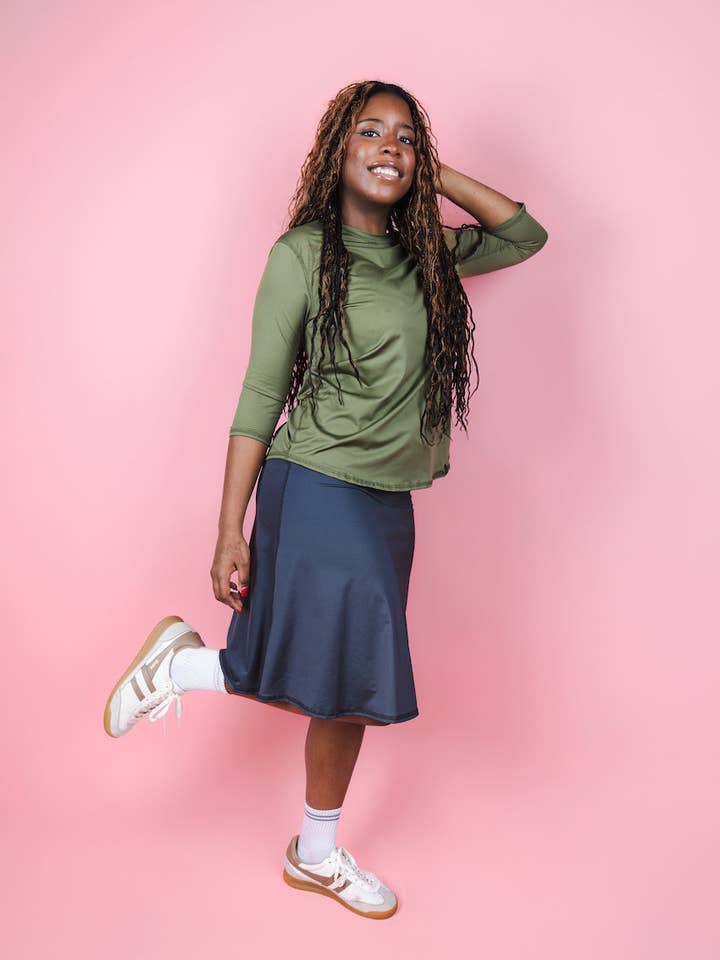 Maglia a Manica a Tre Quarti - Verde Militare per la vendita all'ingrosso da parte di Transcendent Active