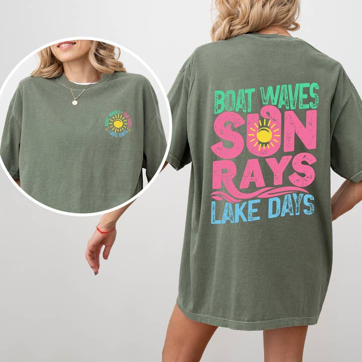 Refinery Number One LLC - Wholesale T-Shirt (Graphic) - Unisex - Lake Bum, Sun Rays, Lake Days Boat, Summer T-Shirt6