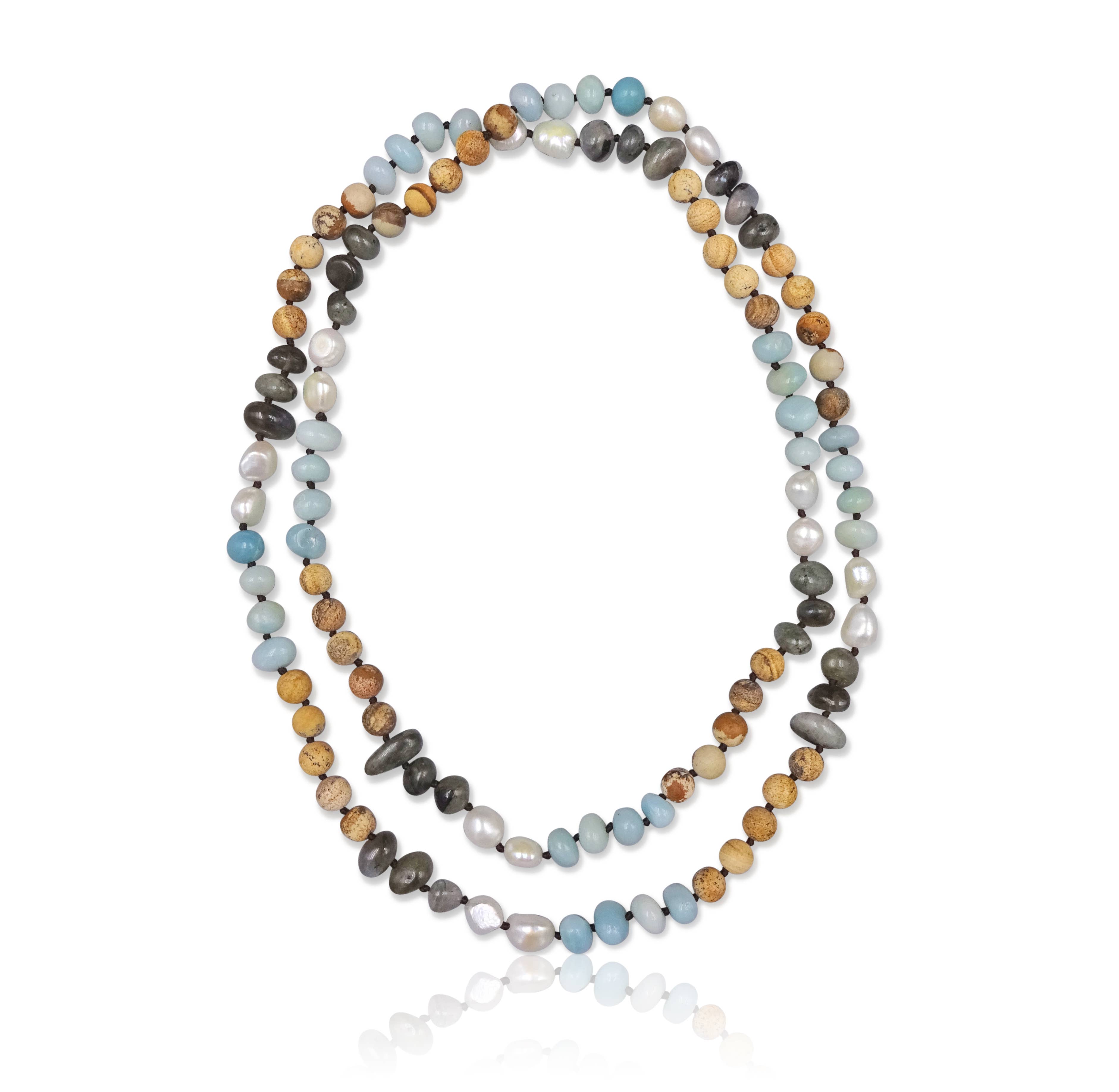 IST Jewelry - Wholesale Beaded/Pearl Necklace - Beaded Mix-Stone & Pearl Necklace; 42".1