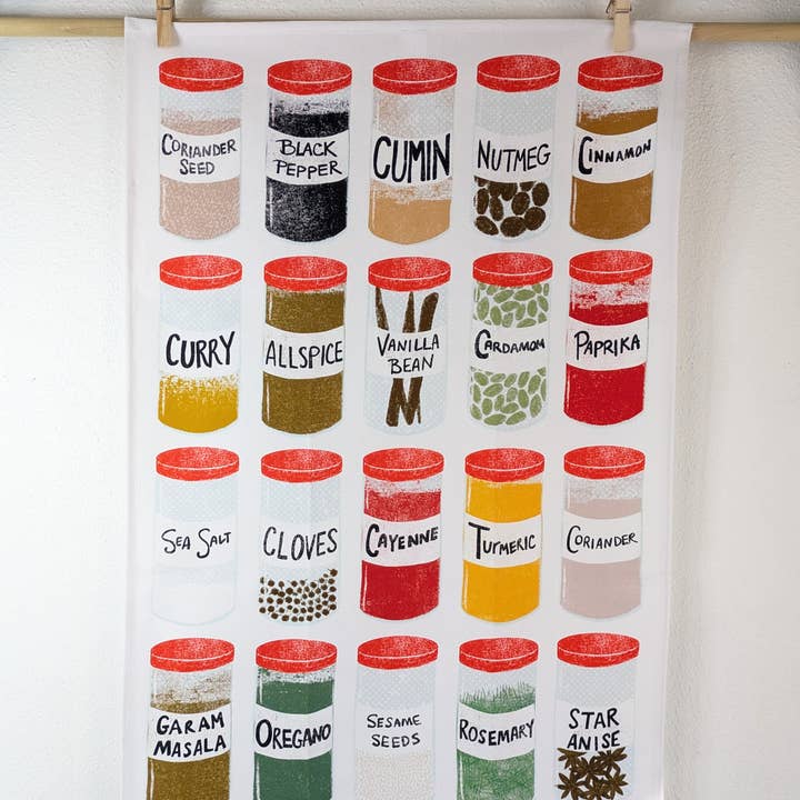 Tea Towel - Spices for wholesale by Natalie V. Mason