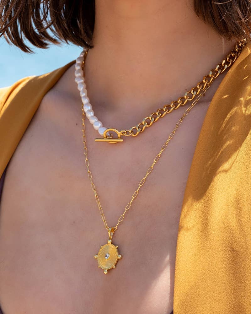 Trium Jewelry - Wholesale Pendant/Charm Necklace - Collar de perlas de agua dulce y cadena de oro de acero de 18k.2