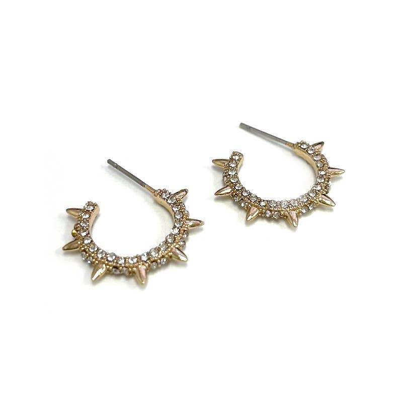 StarryNYC - Wholesale Hoop Earrings - Trendy Sunburst Stone Paved C Hoop Boho Earrings1