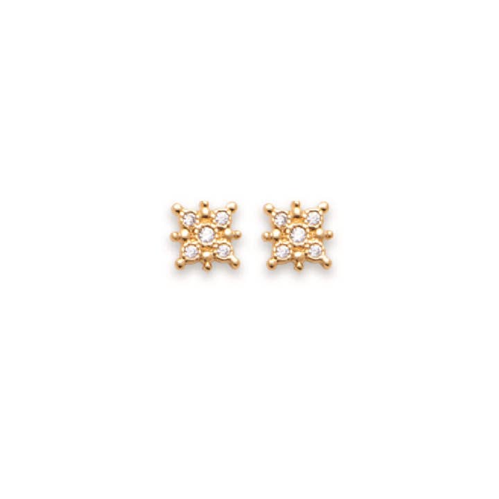 JewelryPrivateLabel Flower 18K Gold Plated Earrings Cubic Zirconia for wholesale by Jewelry Private Label