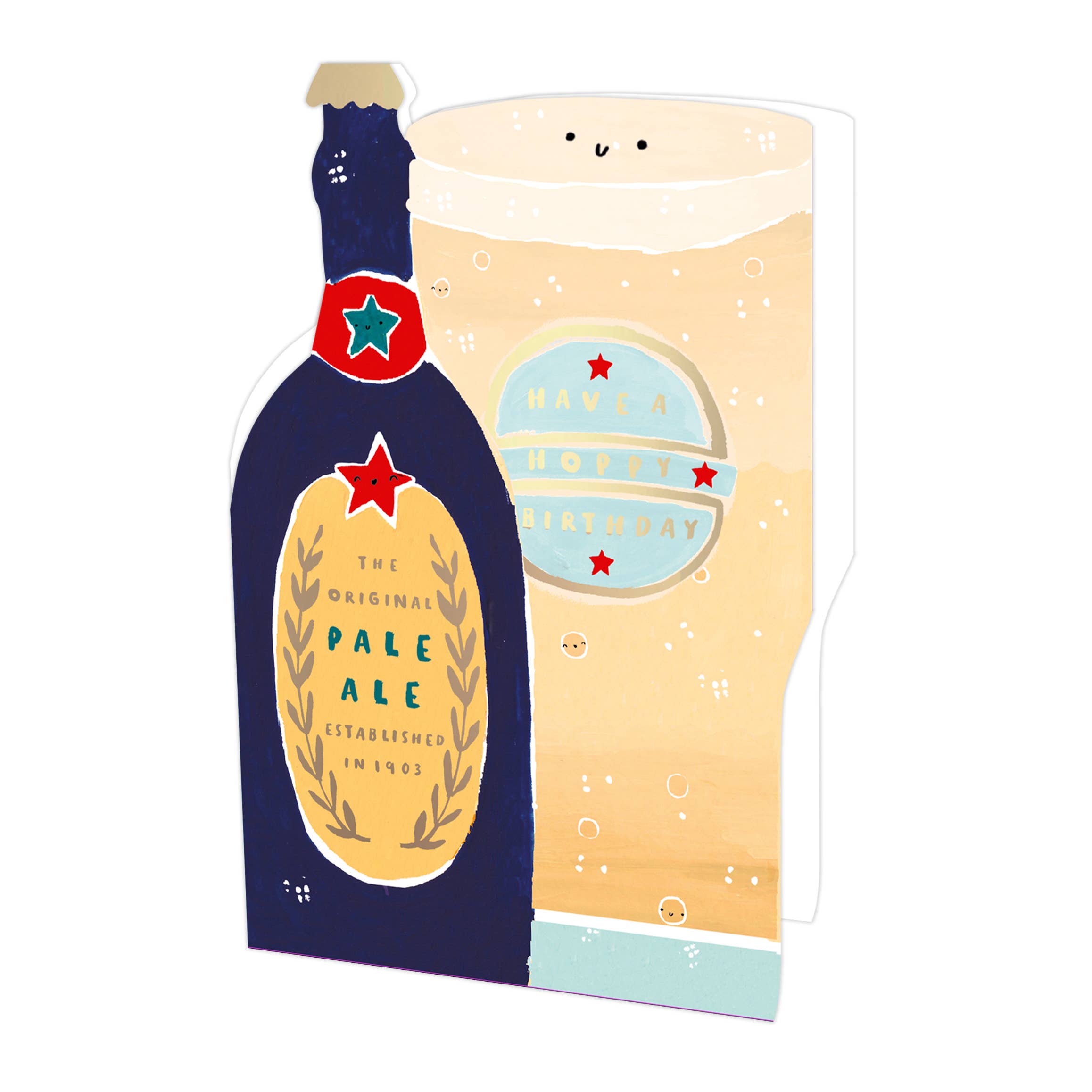 Hotchpotch – wholesale Birthday card – Mochi Open Birthday Beer Bottle And Pint Hoppy Birthday2