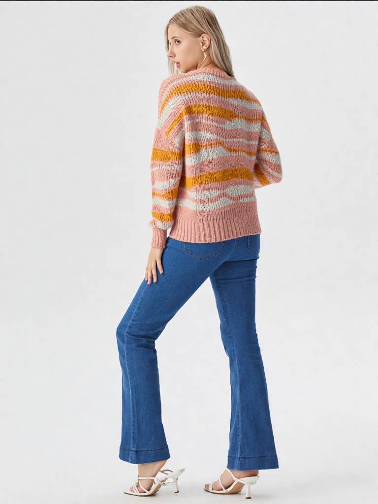 VERY J – wholesale Pullovertröja - Dam – 12W2873N-Multi Color Casual Stickad Tröja Topp5