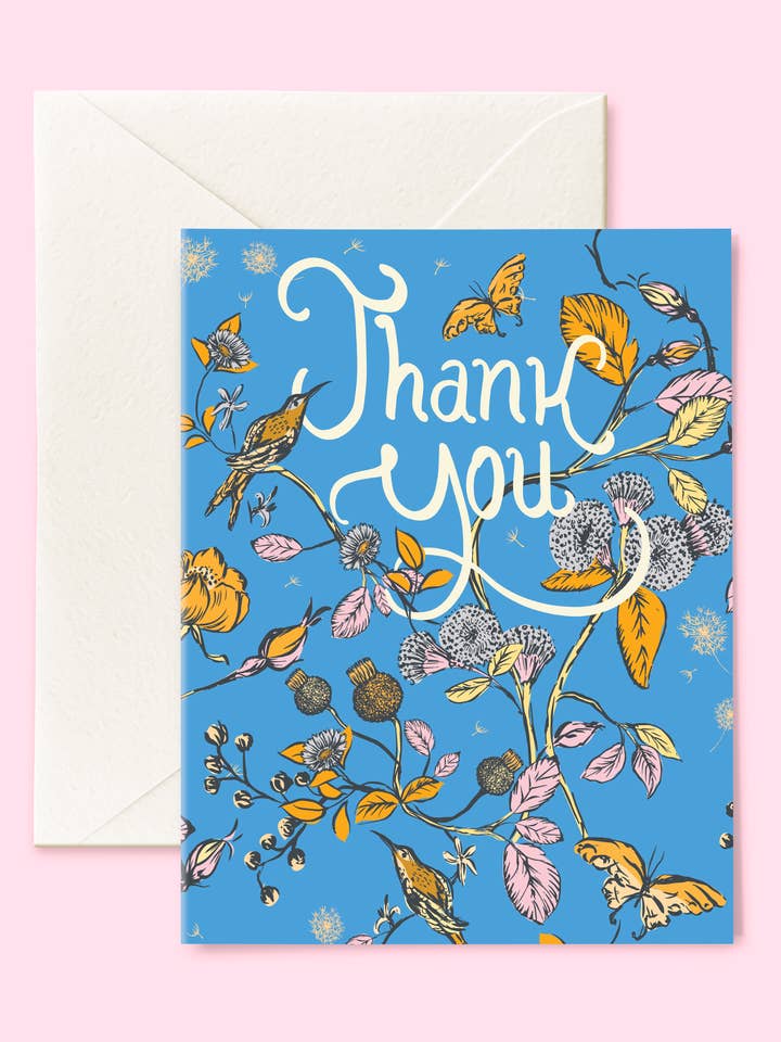 Thank you-Hummingbird (BLUE) card for wholesale by MKD Monica Kane Design