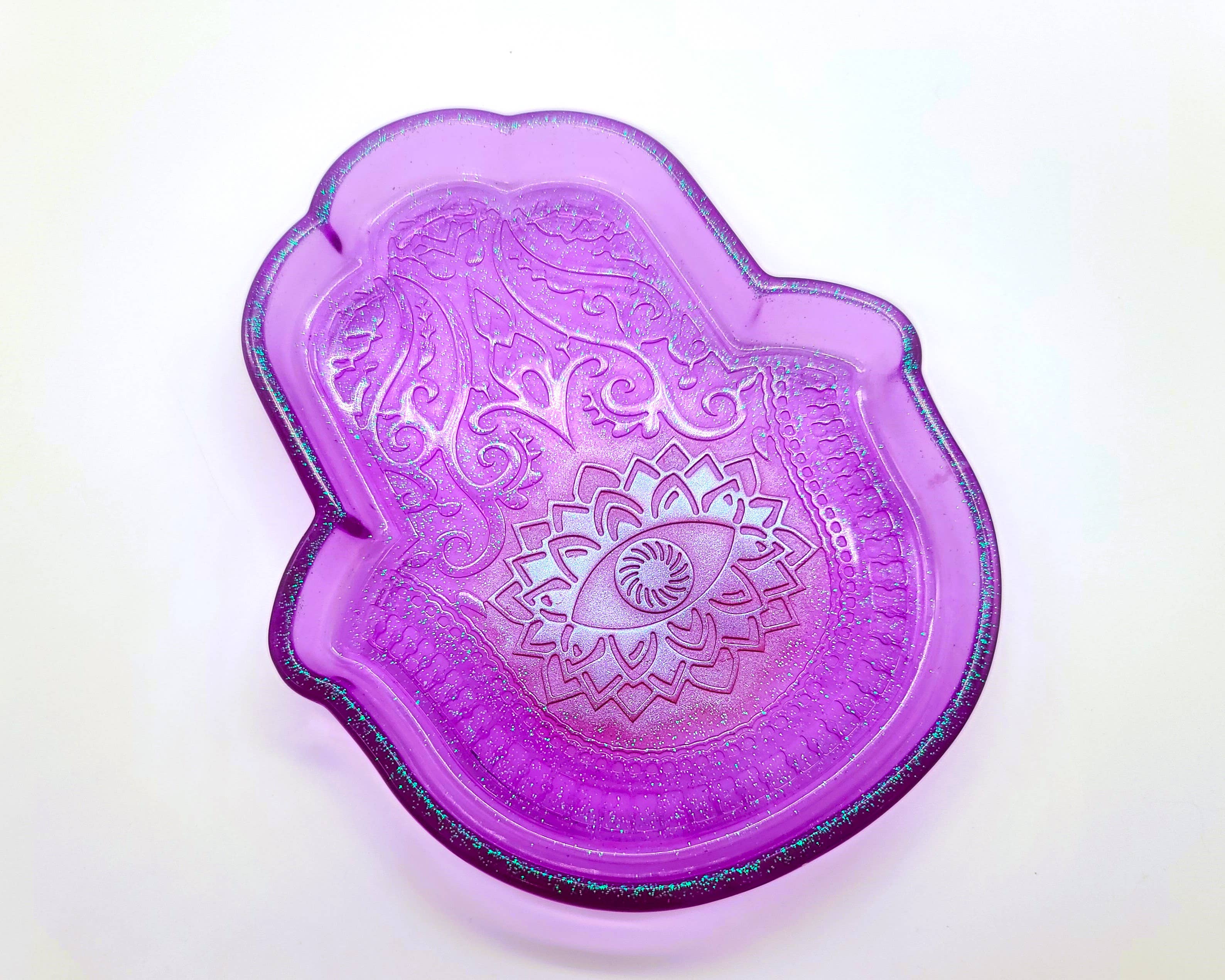 Slightly Askew Art - Wholesale Jewelry Dish - Hamsa Hand Trinket Dish - Made with Resin & Color-Shift Mica30