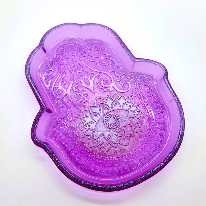 Slightly Askew Art - Wholesale Jewelry Dish - Hamsa Hand Trinket Dish - Made with Resin & Color-Shift Mica30