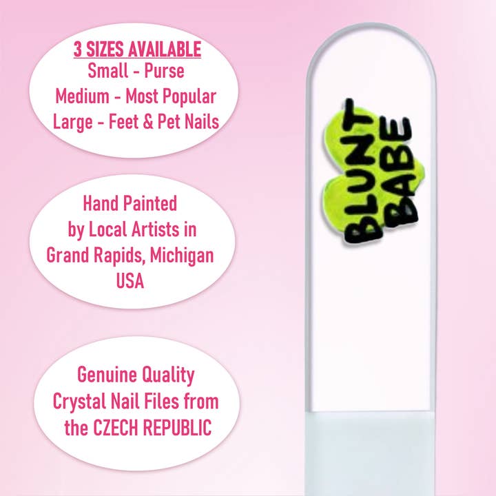 Classy Nail Files - Wholesale Nail file - Blunt Babe Cannabis Pot Hand Painted Clear Crystal Nail File4