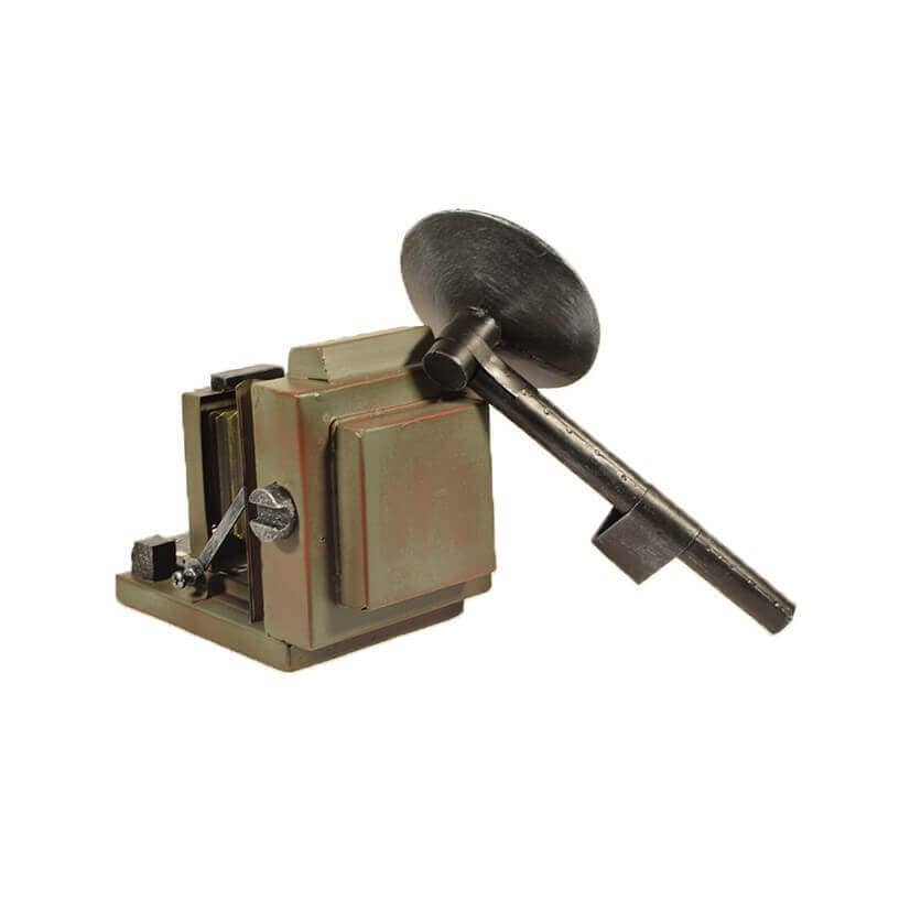 giftland – wholesale Dekorativt bordsobjekt – Retro metalreplika kamera med blixt, 20 cm2