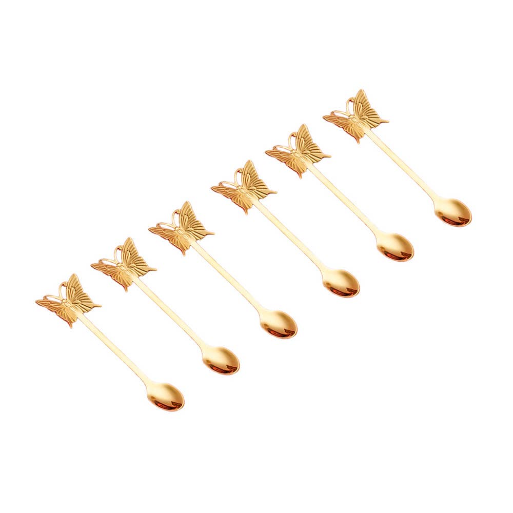 AULICA - Wholesale Table Spoon (Cutlery) - Butterfly gold dessert spoons - set of 60