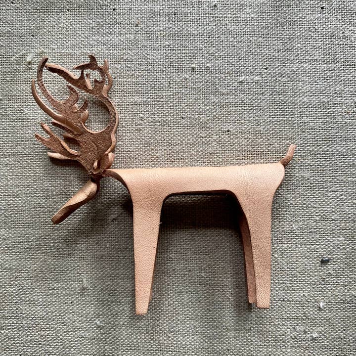 The Merchant Studio – wholesale Ornament – Leather Reindeer Ornament1