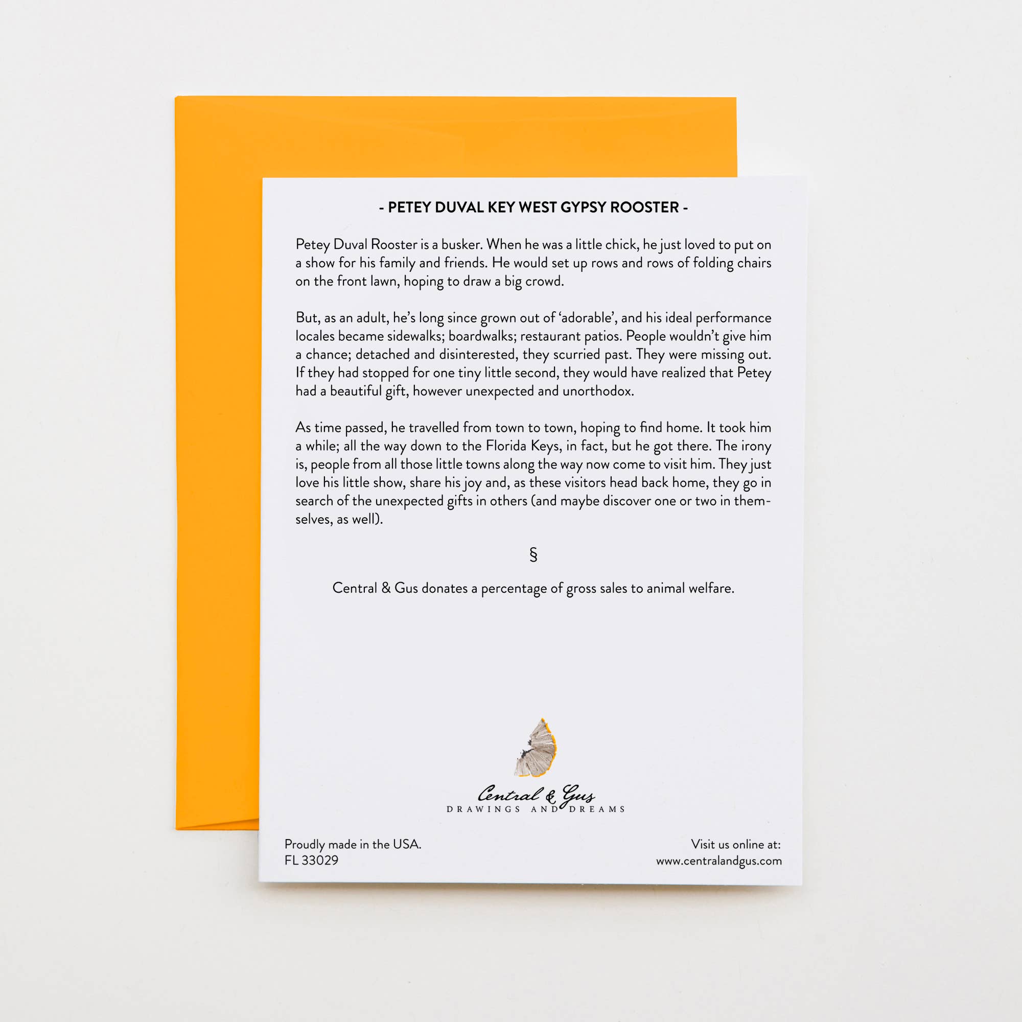 Central & Gus - Wholesale Stationery/Notecard Set - Petey Duval Key West Gypsy Rooster Note Card1