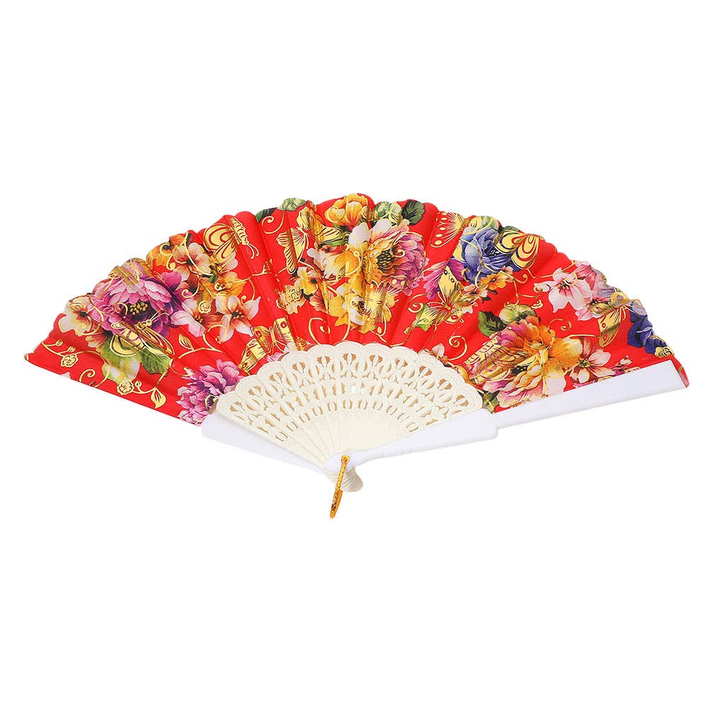 Sensibling Corp. - Wholesale Handheld Folding Fan - 12PCS - Vibrant Floral Pattern Printed Folding Fans4