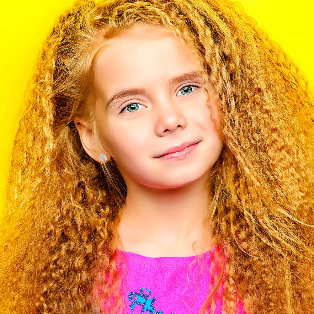 In Season Jewelry - Vente Boucles d'oreilles – enfant - Grandes boucles d'oreilles boule de pierres précieuses pour filles en argent sterling6