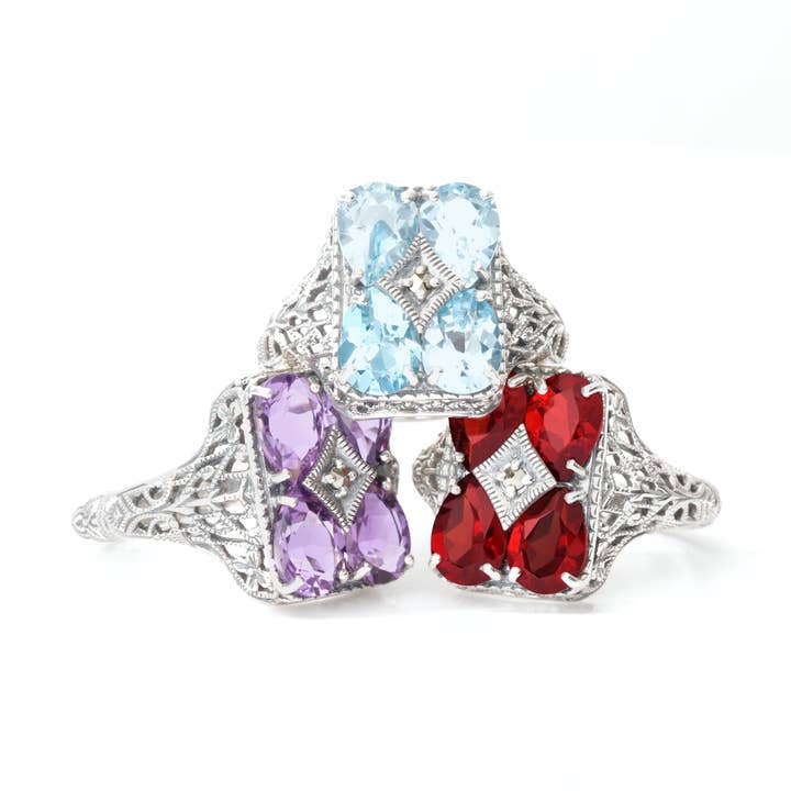 Bagues vintage - Topaze grenat améthyste pour la vente par Griffin Vintage