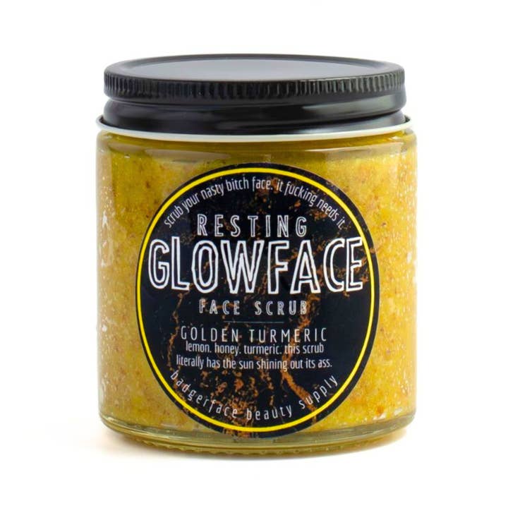 Badgerface Beauty Supply - Wholesale Facial Exfoliant/Scrub - Brightening Turmeric Face Scrub for Acne and Sensitive Skin