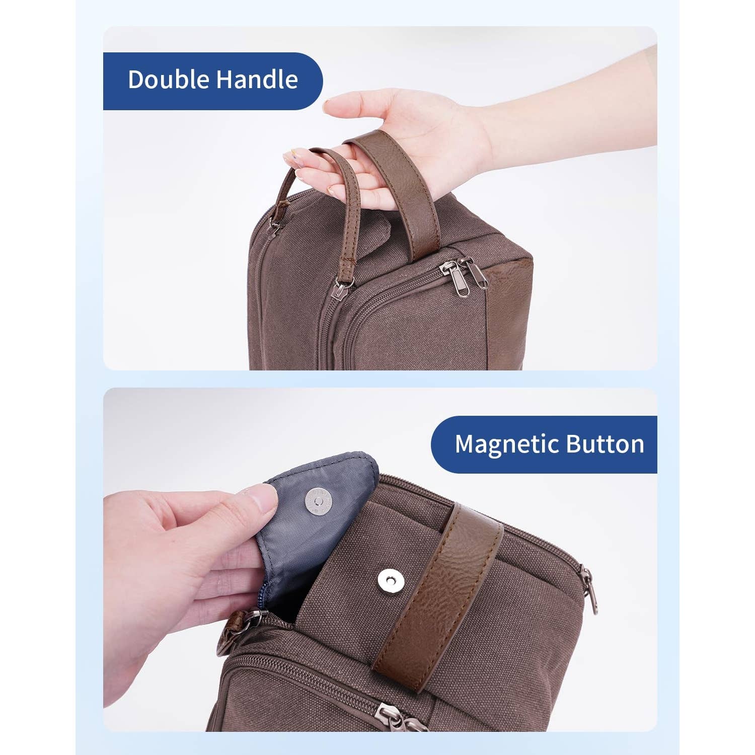 wandf – Engroshandel Toilettaske - Unisex – Canvas & læder Dopp Kit rejse vandafvisende barbertaske15