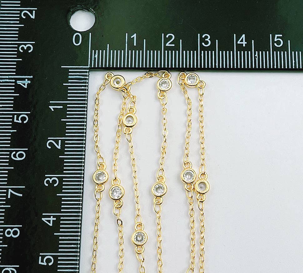 Beads Creation – Colar de elos e correntes por atacado – Colar de Corrente com Elo e Corrente com Diamante por Pé e Bezel CZ Redondo7